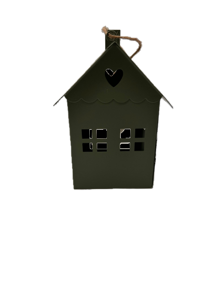 Windlicht ’Blechhaus’ Salbeifarben