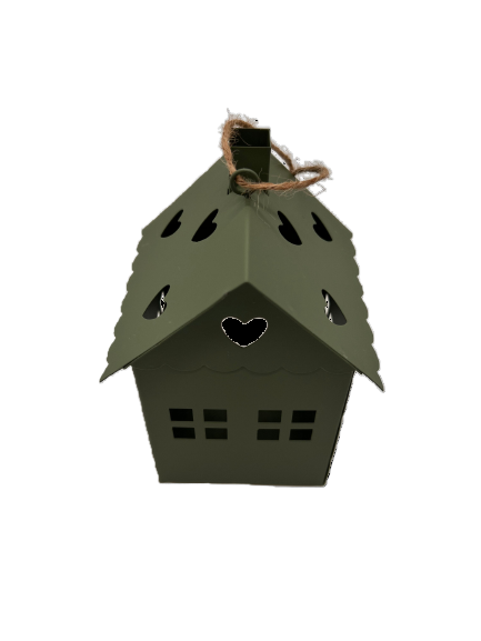 Windlicht ’Blechhaus’ Salbeifarben